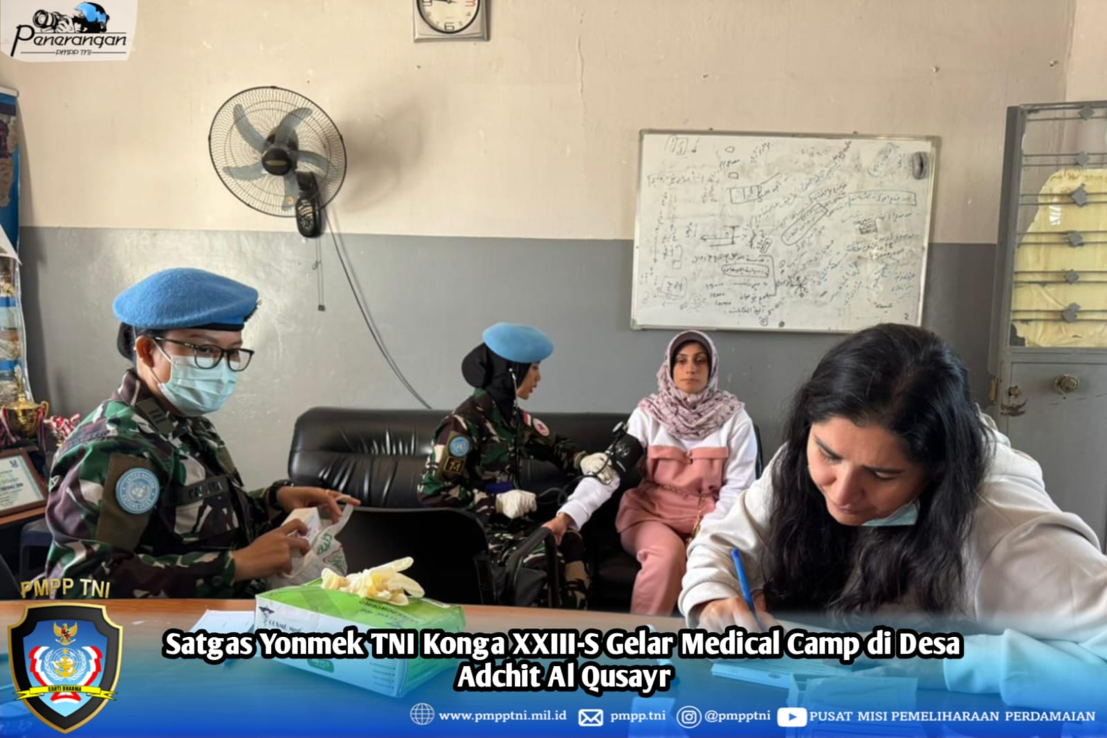 Satgas Yonmek TNI Konga XXIII-S Gelar Medical Camp di Desa Adchit Al Qusayr