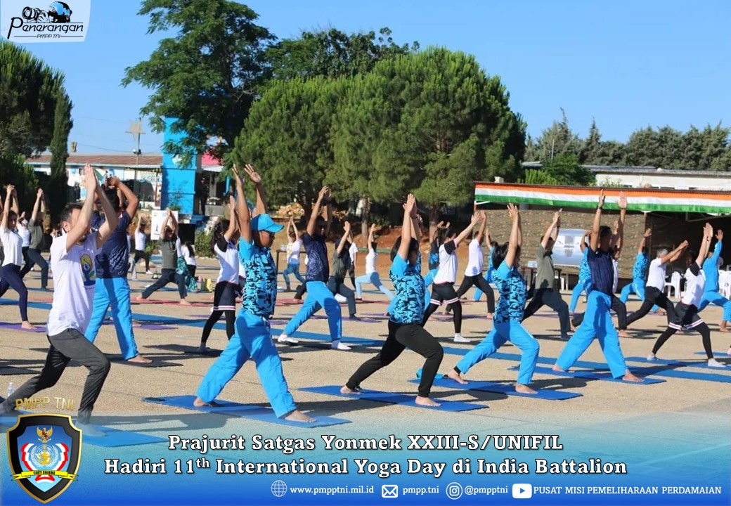 Prajurit Satgas Yonmek XXIII-S/UNIFIL Hadiri 11th International Yoga Day di India Battalion