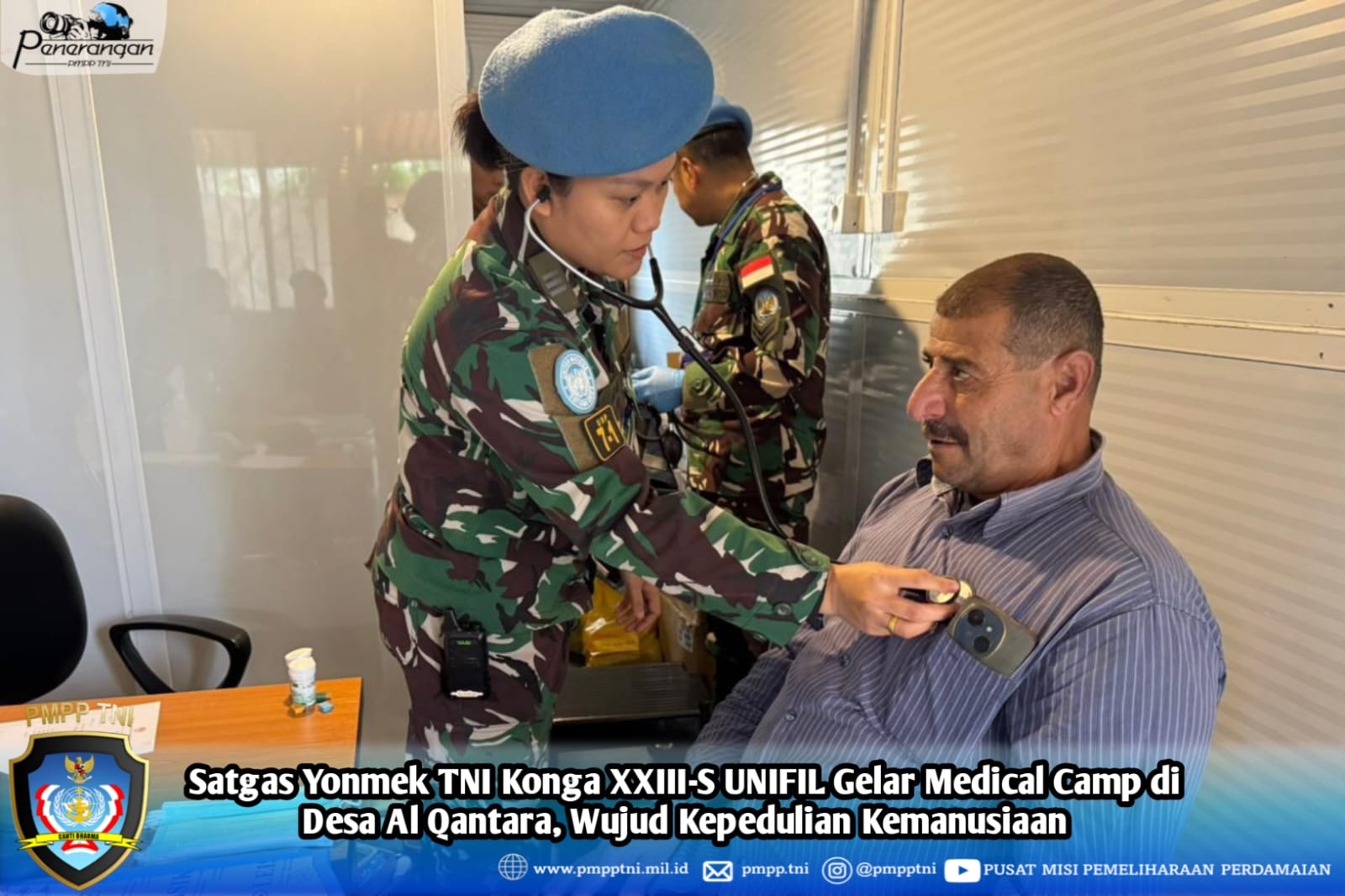 Satgas Yonmek TNI Konga XXIII-S UNIFIL Gelar Medical Camp di Desa Al Qantara, Wujud Kepedulian Kemanusiaan