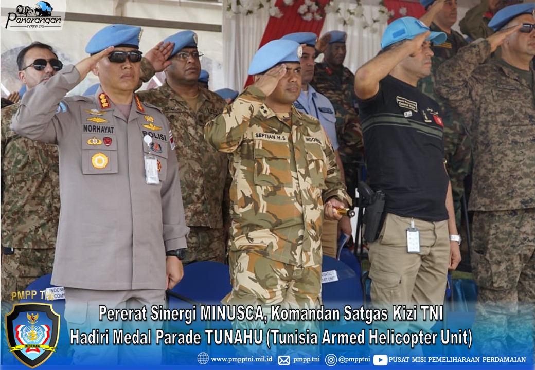 Pererat Sinergi MINUSCA, Komandan Satgas Kizi TNI Hadiri Medal Parade TUNAHU (Tunisia Armed Helicopter Unit)