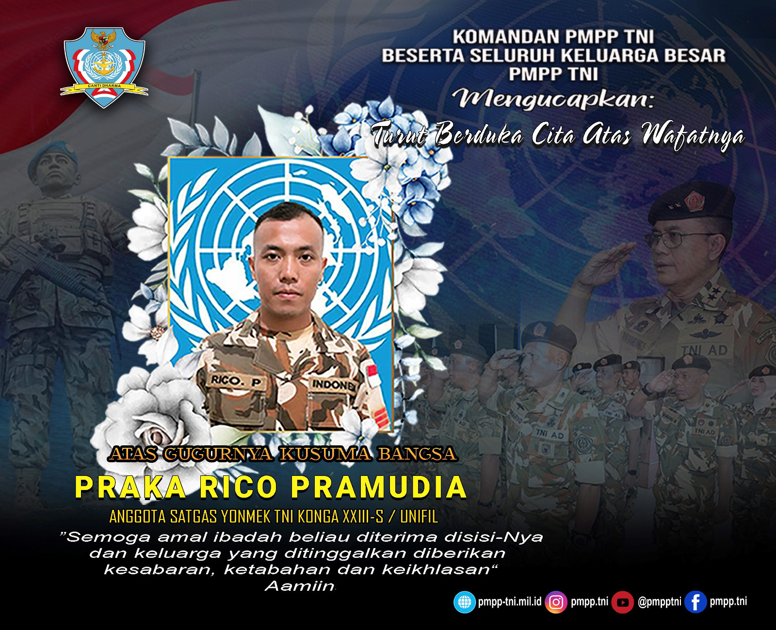 Turut Berduka Cita Atas Wafatnya Praka Rico Pramudia